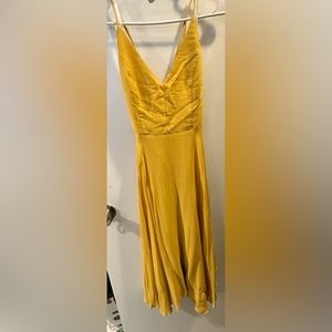Lulus Troulos mustard yellow Lace-Up Midi Dress